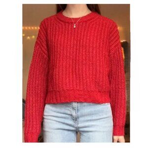 American Eagle Outfitters Vibrant Red Chunky Crew Neck Sweater Size XL